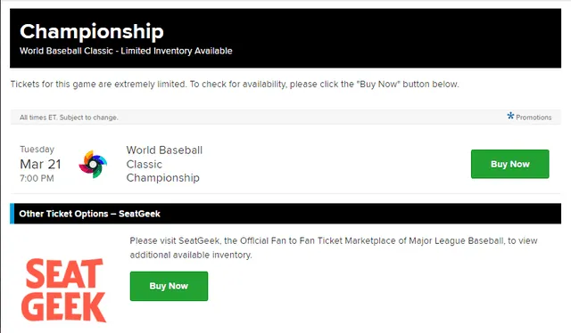  SeatGeek es una gran alternativa para conseguir boletos para el WBC. Foto: MLB   