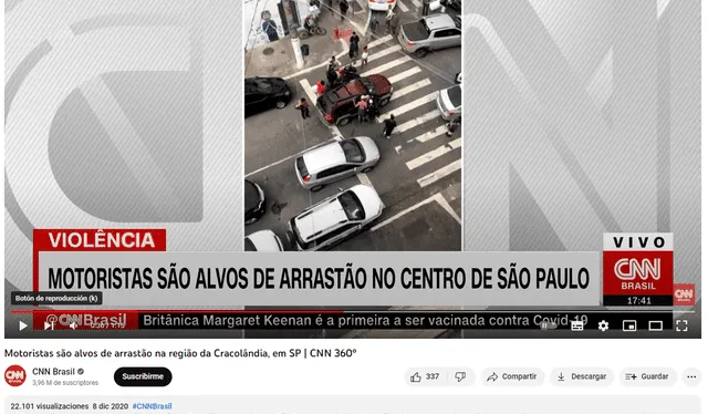  En 2020, CNN reportó el video como un hecho en Brasil.&nbsp; Foto: captura de YouTube/CNN Brasil 