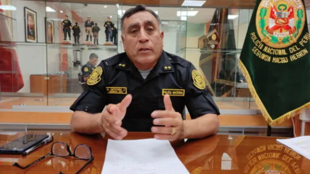  General PNP Marlon Anticona informa sobre los últimos hechos delictivos en Lambayeque. Foto: Emmanuel Moreno/URPI-LR    