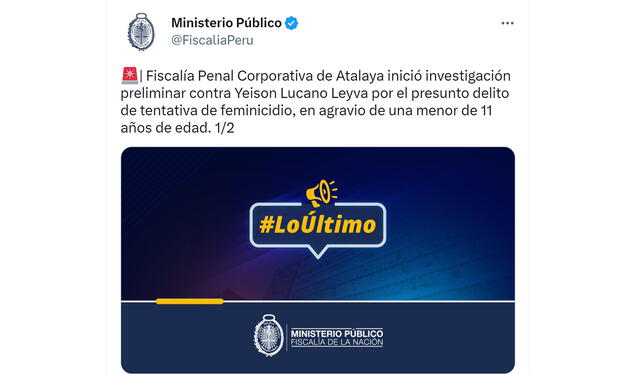 <br>Tentativa de feminicidio en Ucayali. Foto: Fiscalía    