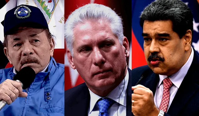 Dictaduras. Nicaragua, Cuba y Venezuela son gobernados por gobiernos autoritarios. Foto: composición LR/AFP    