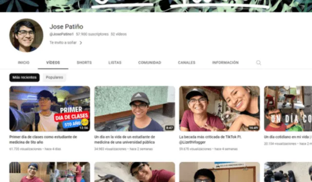 José Patiño publica videos relacionados a su vide como estudiante de Medicina en su canal de YouTube. Foto: captura YouTube/José Patiño   