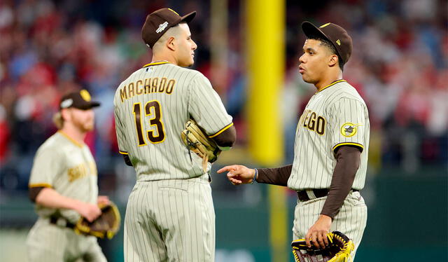 Manny Machado y Juan Soto, dos de los dominicanos mejor pagados, juegan con los San Diego Padres. Foto: AFP   