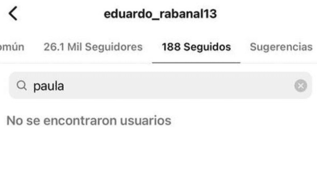  Eduardo Rabanal no sigue a Paula Arias en redes. Foto: Instagram 