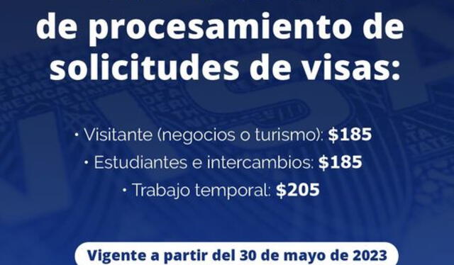 tarifa de visas a Estados Unidos 