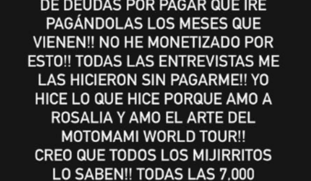  iOA revela que tiene que pagar una deuda de 60.000 dólares. Foto: iOA/ instagram  