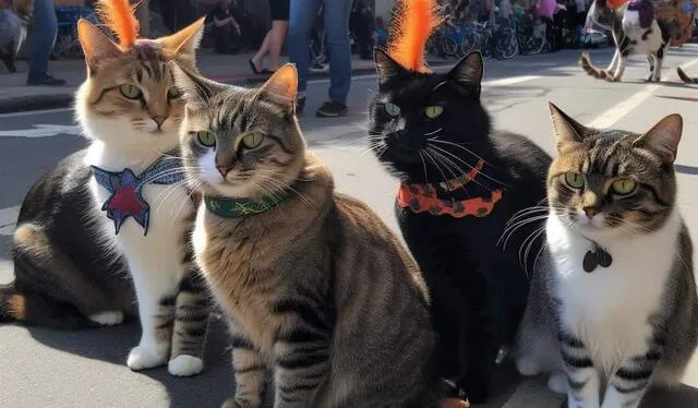 Felinos posando en las calles de Ámsterdam. Foto: Twitter   