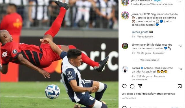 Mensaje de Jesús Castillo en sus redes sociales. Foto: captura de Instagram   