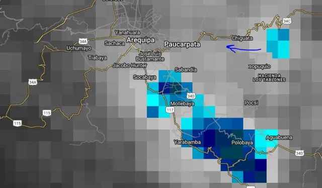  Reporte a corto plazo en Arequipa. Foto: Senamhi Arequipa<br>   