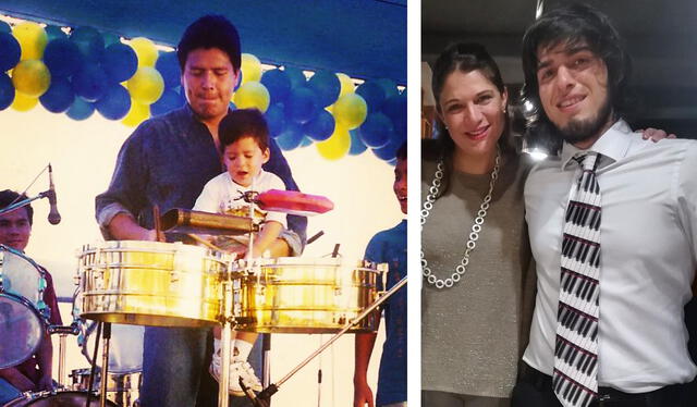  Izquierda: Gabriel Iwasaki junto a su padre cuando era niño. Derecha: Con su madre Greta Castillo. Foto: Gabriel Iwasaki/Instagram<br><br>    