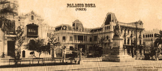 Palacio Boza, ubicado en Paseo Colón, en 1923, Lima. Foto: Revista mundial   