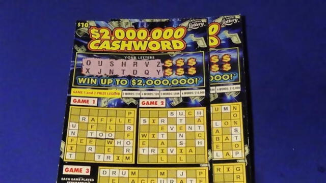 Boleto de lotería “$2,000,000 Bonus Cashword”. Foto: Lotería de Florida   