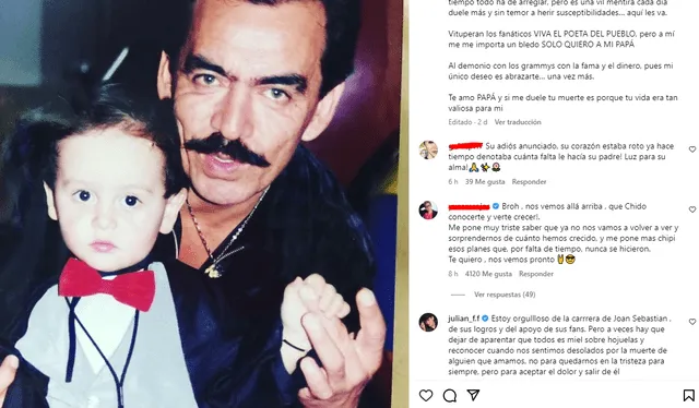 Julián Figueroa: este fue el mensaje que le escribió a su padre antes de  morir | Instagram | ATMP | Espectáculos | La República