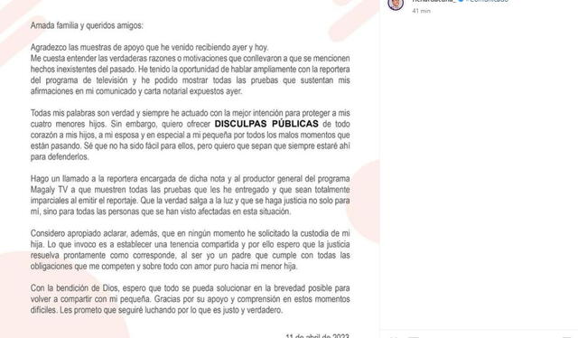 Richard Acuña desmiente acusaciones de Camila Ganoza. Foto: Instagram Richard Acuña   