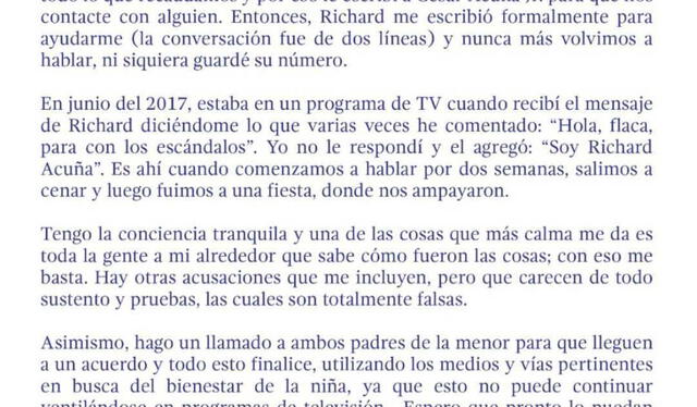  Brunella Horna espera que Richard Acuña y Camila Ganoza concilien. Foto: Instagram/Brunella Horna   