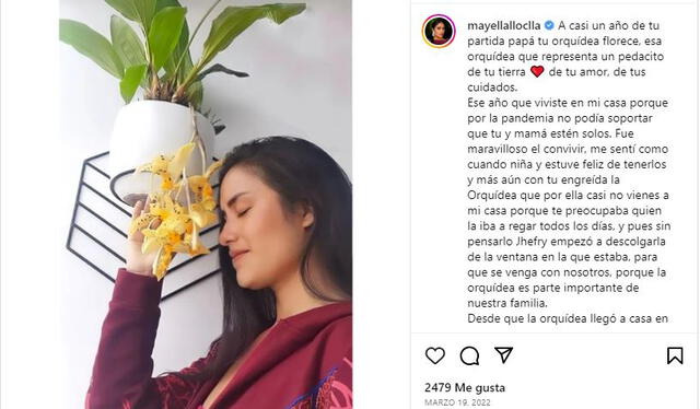 Mayella Lloclla y el sentido mensaje que le dedicó a su padre tras su fallecimiento. Foto: Captura de Instagram   