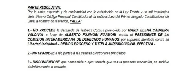   María Elena Cabrera Valdivia promovió el habeas corpus a favor del expresidente Alberto Fujimori. Foto: @CSJdeLima/Twitter    
