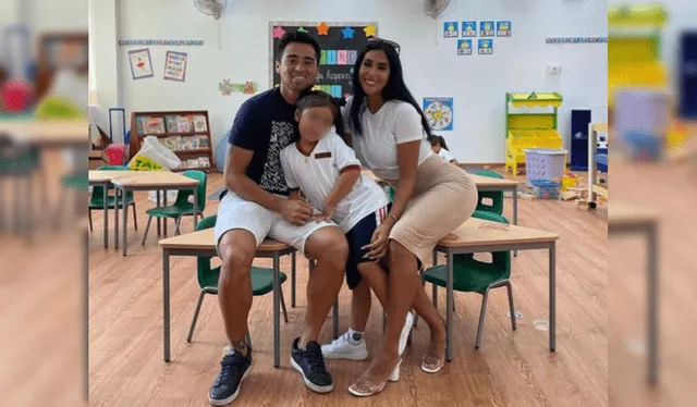 Melissa Paredes y Rodrigo Cuba acompañan a su hija al primer día de clases. Foto: Instagram  