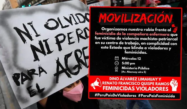 Marcha contra violación grupal y feminicidio de enfermera en Puno. Foto. composición LR/Archivo-LR   