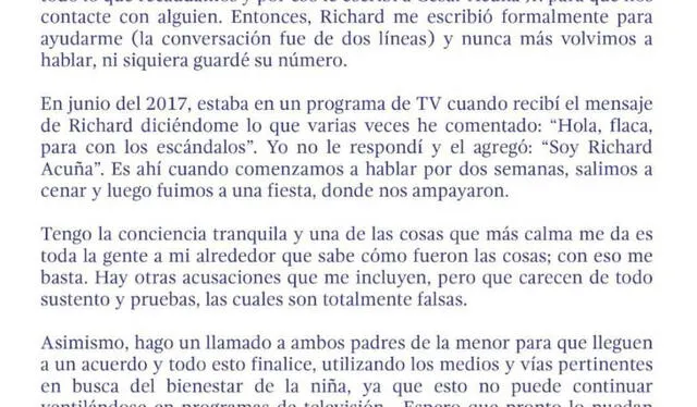  Brunella Horna espera que Richard Acuña y Camila Ganoza concilien. Foto: Instagram/Brunella Horna 