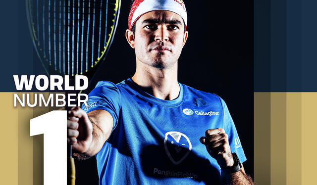 Diego Elías hizo historia al ser anunciado oficialmente como el número 1 del squash mundial el lunes 17 de abril de 2023. Foto: PSA World Tour   