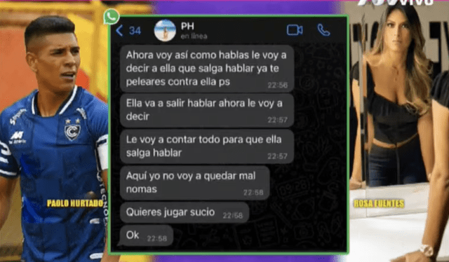   Messages from Paolo Hurtado to Rosa Fuentes.  Photo: ATV capture    