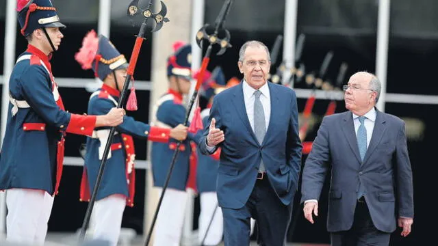 Aliados. Canciller ruso Serguéi Lavrov con su par brasileño. Foto: EFE   