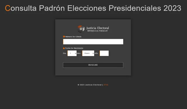 Sistema de consulta para conocer tu local de votación y puedas participar de las Elecciones Generales de Paraguay en 2023. Foto: Justicia Electoral 