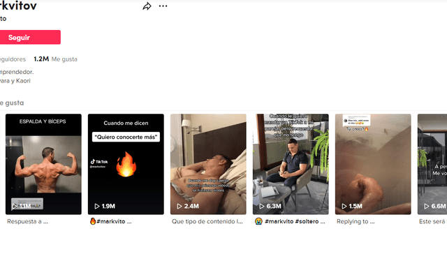  Mark Vito supera el millón de reproducciones en cada uno de sus videos. Foto: TikTok<br>   