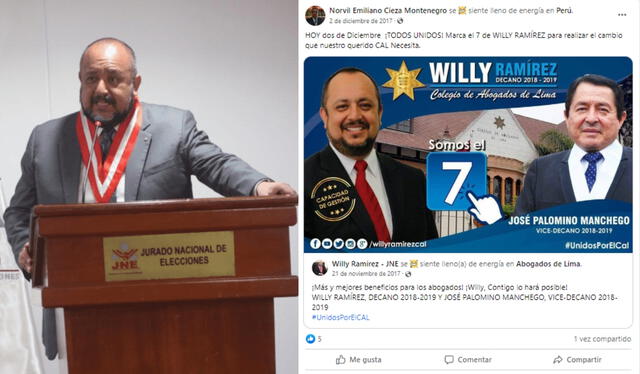  El estrecho vínculo entre Willy Ramírez y Norvil Cieza. Foto: composición LR/Poder Judicial/Facebook Norvil Cieza   