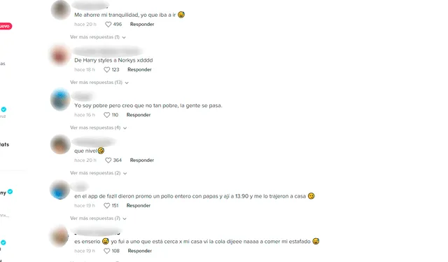  Los comentarios de los usuarios de TikTok frente a lo sucedido. Foto: TikTok   