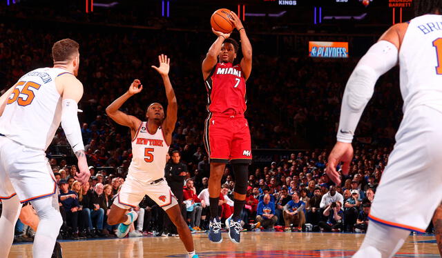 Miami Heat superó con lo justo a los New York Knicks en el juego 1. Foto: AFP   
