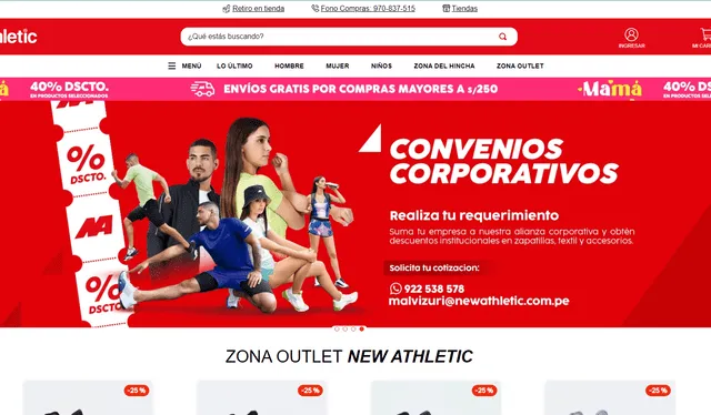 New Athletic cuenta con su propia página web para ventas online. Foto: captura de pantalla   