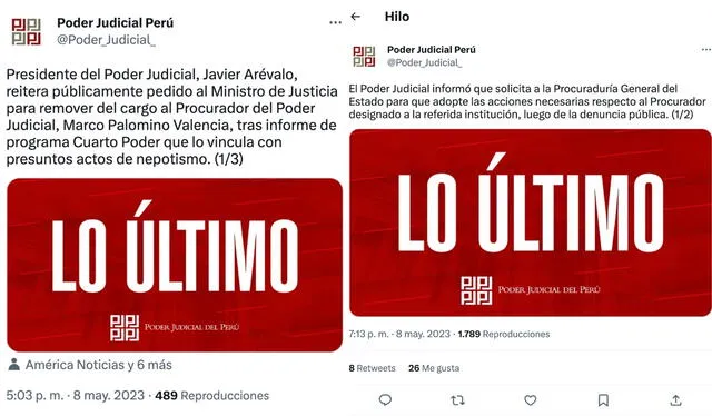 A la izquierda la primera publicación, a la derecha la actualización. Foto: captura de pantalla/Twitter   