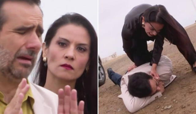 Claudia trató de la peor manera a Diego Montalbán tras secuestrarlo por unos minutos de infarto en "Al fondo hay sitio". Foto: composición LR/América TV   