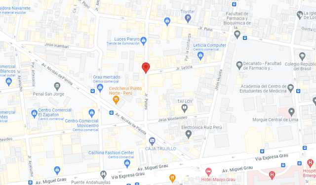 El mercado tecnológico más barato de Lima se encuentra en la intersección de la avenida Paruro y Leticia. Foto: captura/Google Maps