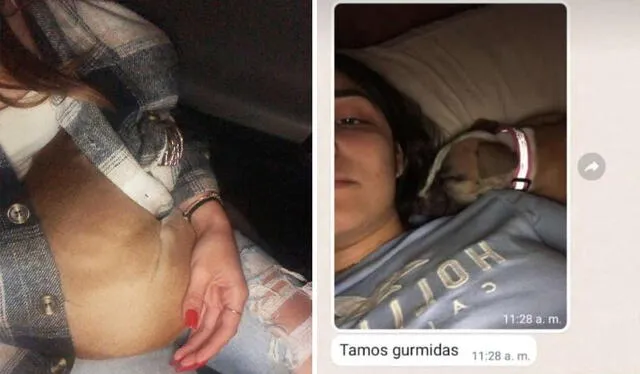 La joven víctima junto a su mascota, Camila, cuando esta aún era una cachorra. Foto: composición LR/Alma Delia Ocañas Cantu/Facebook   