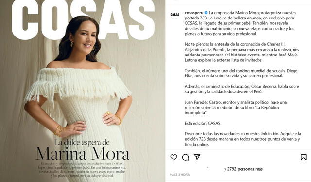 Marina Mora en la dulce espera. Foto: Revista Cosas.   