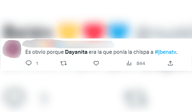  Comentario sobre el caso entre 'JB' y Dayanita. Foto: captura/Twitter   