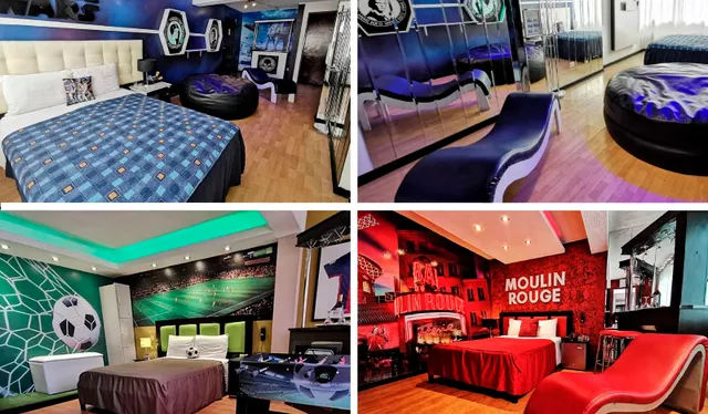 El hotel Fantasy Suites ofrece varias habitaciones temáticas de "Star Wars", fútbol, Moulin Rouge y más. Foto: composición La República/Facebook Hotel Fantasy Suites   