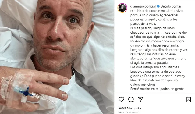 Gian Marco dio detalles de su actual estado de salud en Instagram. Foto: Gian Marco/Instagram   