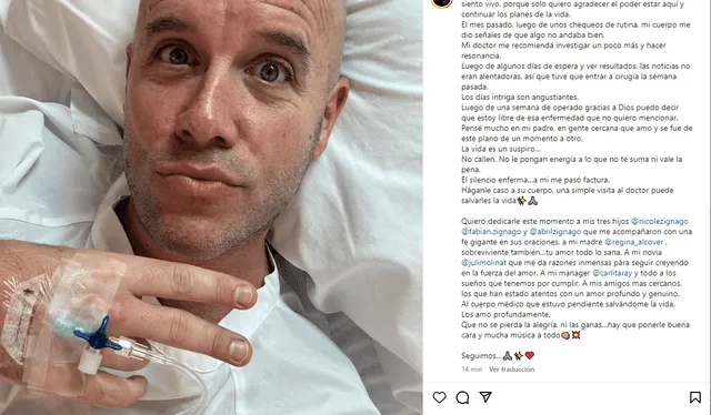  Gian Marco Zignago superó grave enfermedad. Foto: captura de Instagram   