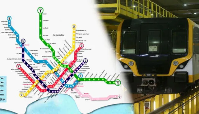 Mapa del Metro de Lima. Foto: composición LR / ATU / difusión   
