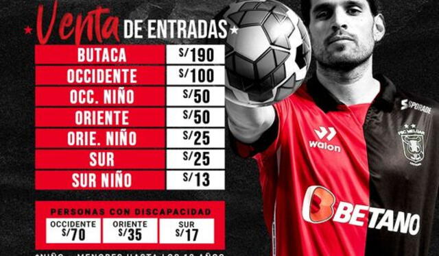  Entradas para el FBC Melgar vs. Atlético Nacional. Foto: FBC Melgar   