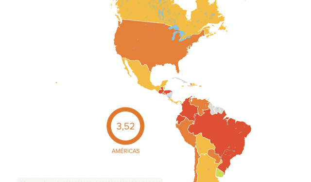 Mapa de América. Foto: ITUC   