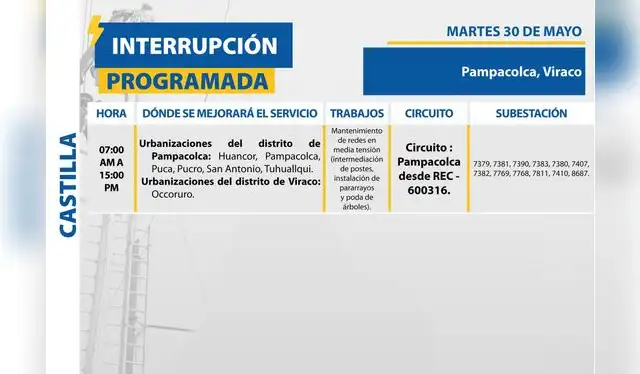 Comunicado de suspensión de servicio de luz eléctrico en Arequipa. Foto: SEAL Comunicado de suspensión de servicio de luz eléctrico en Arequipa. Foto: SEAL