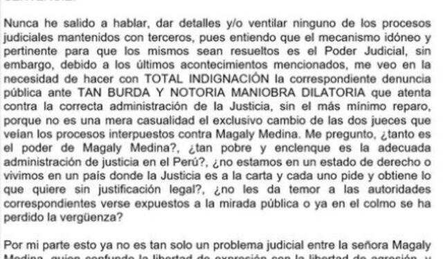  Comunicado de Jefferson Farfán sobre el caso contra Magaly Medina. Foto: Instagram Jefferson Farfán    