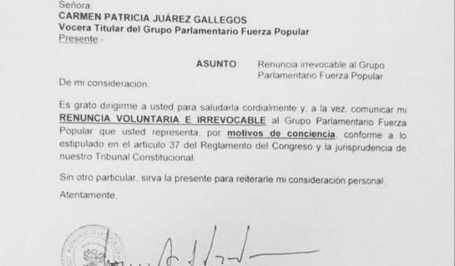  Renuncia de Luis Cordero a la agrupación de Fuerza Popular. Foto: fuentes de La República 