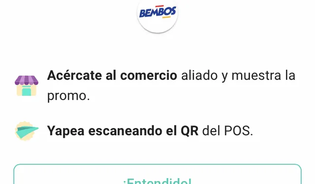 Siguiendo estos 2 simples pasos podrás reclamar tu combo Bembos. Foto: captura de Yape   
