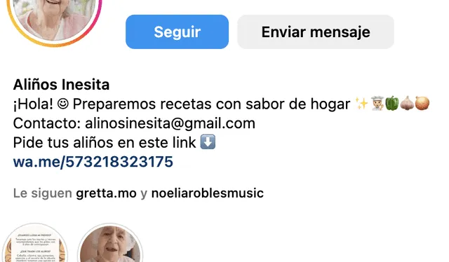 Usuario de María Inés en Instagram. Foto: captura de pantalla   